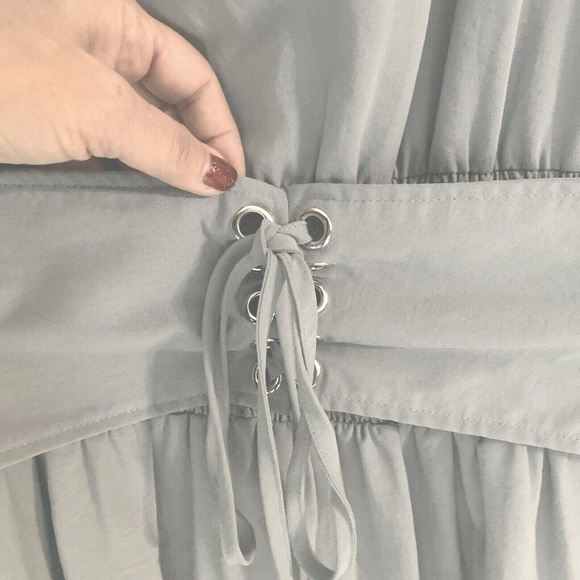 ⭐️JOA Sky Blue Smocked Waist Corset Fit & Flare Bell Sleeve Any Occasion Dress - Picture 4 of 12